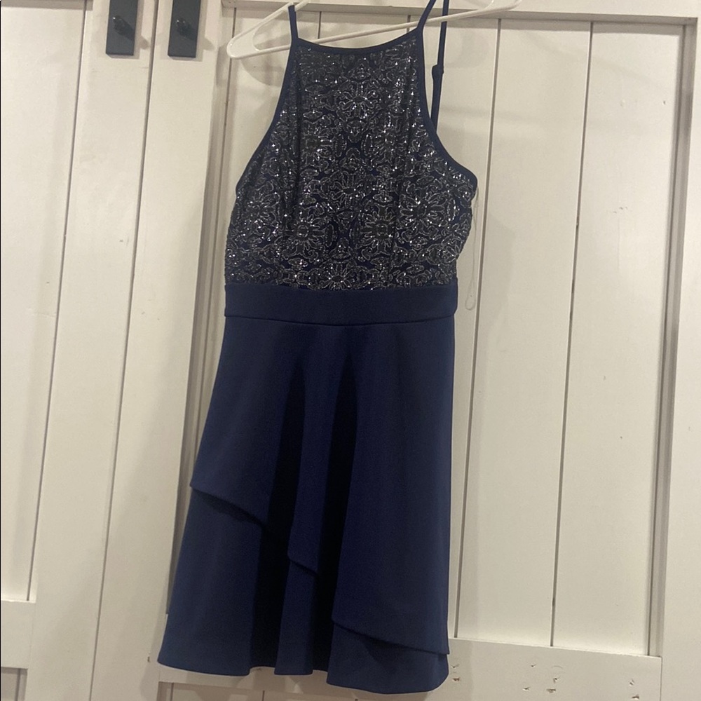 Navy Blue Dress with Sparkling Bodice